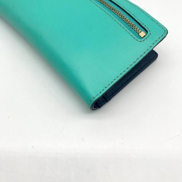 Kate Spade Teal Leather Charlotte Terrace Stacy Slim Wallet - Picture 8 of 10